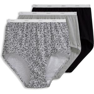imageJockey Womens Underwear Organic Cotton Stretch Logo Modern Brief  3 PackBlack Petals