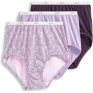 imageJockey Womens Underwear Organic Cotton Stretch Logo Modern Brief  3 PackCherry WineFloral BushesSheer Lilac