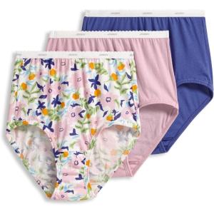 imageJockey Womens Underwear Organic Cotton Stretch Logo Modern Brief  3 PackFuture DuskBrush FloralPink Opal