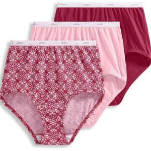 imageJockey Womens Underwear Organic Cotton Stretch Logo Modern Brief  3 PackRed PearFawning GeoPink Harmony