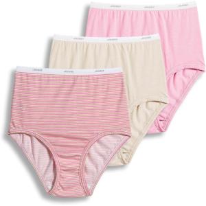 imageJockey Womens Underwear Organic Cotton Stretch Logo Modern Brief  3 PackSienna SunsetSimple Pink StripeIvory