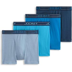 imageJockey Mens Underwear Lightweight Cotton Blend 5quot Boxer Brief  4 PackBlue
