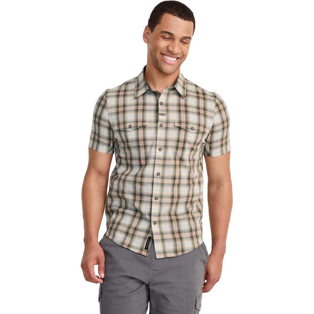 imageJockey Outdoors Mens Casualwear Short Sleeve Utility ShirtPredictably Brunswick Plaid