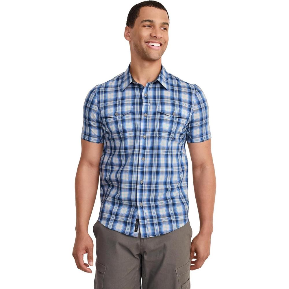 imageJockey Outdoors Mens Casualwear Short Sleeve Utility ShirtPredictably Marina Plaid
