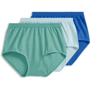 imageJockey Womens Underwear Comfies Microfiber Brief  3 PackAquamarine StripeTrue BlueEcho Blue