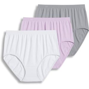 imageJockey Womens Underwear Comfies Microfiber Brief  3 PackWhitePink PearlGrey