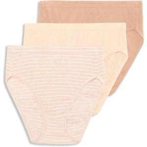 imageJockey Womens Underwear Elance Breathe French Cut  3 PackWhisper StripeSheer PeachLight