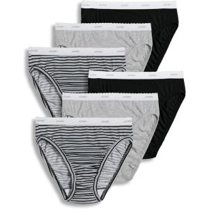 imageJockey Womens Underwear Elance French Cut  6 PackGrey HeatherSimple StripeBlack