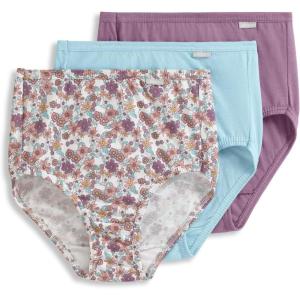 imageJockey Womens Underwear Elance Brief  3 PackBleachedElissa FloralSilver Plum