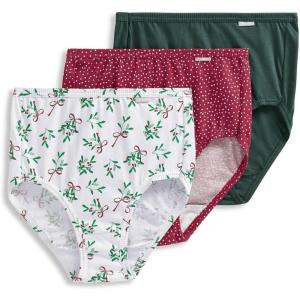 imageJockey Womens Underwear Elance Brief  3 PackCactus PineSmall Blizzard DotDiamond White Mistletoe