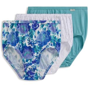 imageJockey Womens Underwear Elance Brief  3 PackCoveRain StripeLuscious Blue Bloom