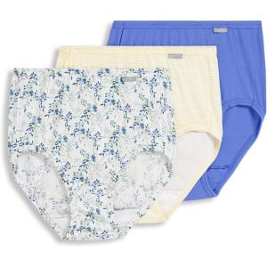 imageJockey Womens Underwear Elance Brief  3 PackIris BlueTender Yellow StripeDainty White Florals