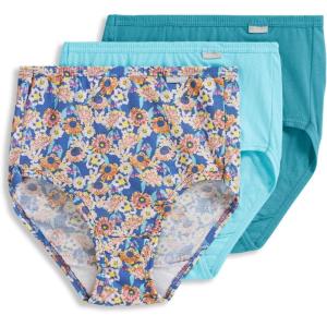 imageJockey Womens Underwear Elance Brief  3 PackTeal SlateJoy FloralCaspian Sea