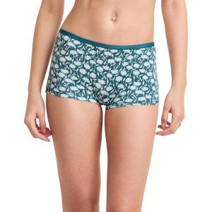 imageJockey Womens Underwear Organic Cotton Stretch BoyshortFrayed Teal Floral