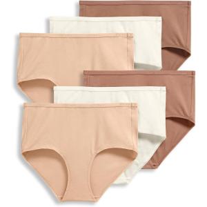 imageJockey Womens Underwear Organic Cotton Stretch Logo Modern Brief  6 PackAlmondLightIvory