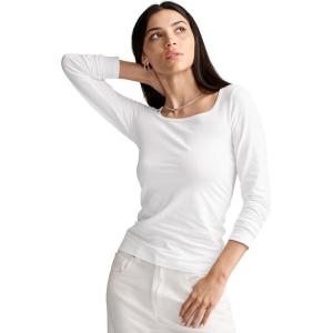 imageJockey Womens Activewear Organic Cotton Stretch Long Sleeve TopWhite