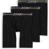 image:imageJockey Mens Underwear Organic Cotton Stretch 95 Long Leg Boxer Brief  3 PackBlack