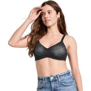 image:imageJockey Womens Bra Smooth amp Sleek Lace Full Coverage Wirefree TShirt BraBlack