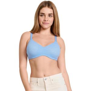 image:imageJockey Womens Bra Smooth amp Sleek Lace Full Coverage Wirefree TShirt BraPicasso Blue