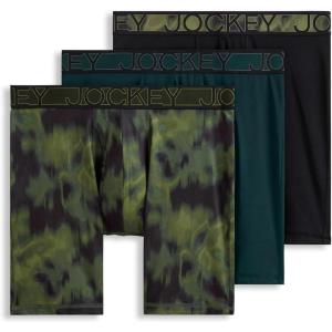 image:imageJockey Mens Underwear Active Microfiber 9 Long Leg Boxer Brief  3 PackBlack Spruce
