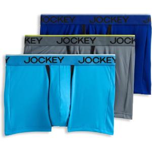 image:imageJockey Mens Underwear Chafe Proof Pouch Microfiber 3 Trunk  3 PackBright AquaIron GreyBlue Jay