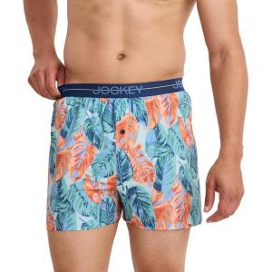 image:imageJockey Mens Underwear Active Microfiber 45 BoxerArtistic Palm Blues
