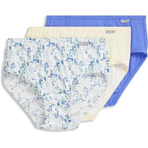 image:imageJockey Womens Underwear Elance Breathe Brief  3 PackIris BlueTender Yellow StripeDainty White Florals