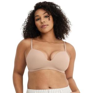 image:imageJockey Womens Bra Smooth amp Sleek Microfiber Demi Coverage Wirefree TShirt BraLight Beige