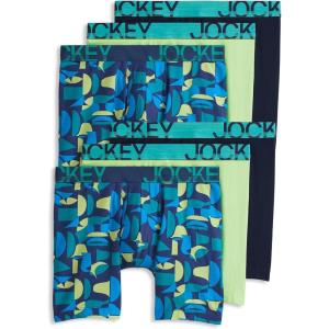 image:imageJockey Mens Underwear ActiveStretch 7 Long Leg Boxer Brief  6 PackSpearmintCrisp GeoTrue Navy