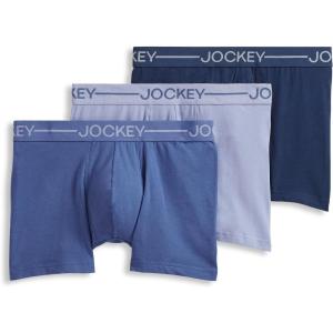 image:imageJockey Mens Underwear Organic Cotton Stretch 4 Trunk  3 PackLake SkyTornado BlueInk Well