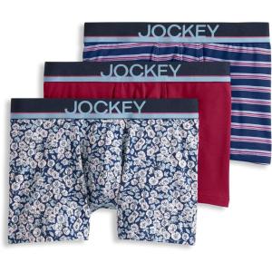 image:imageJockey Mens Underwear True Style 4 Trunk  3 PackFunky Marina FloralRed PearSoft Blue Fall Stripe