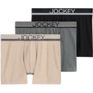 image:imageJockey Mens Underwear True Style 4 Trunk  3 PackGreyBeigeBlack Night
