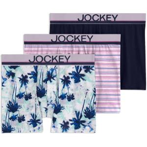 image:imageJockey Mens Underwear True Style 4 Trunk  3 PackTeal Ocean PalmsTrue NavyVacation Stripe