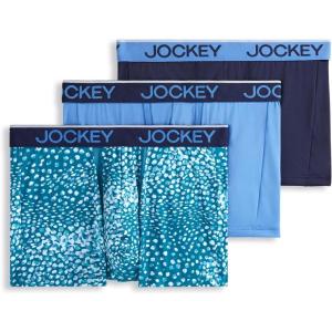 image:imageJockey Mens Underwear Chafe Proof Pouch Microfiber 3 Trunk  3 PackAnimal Teal