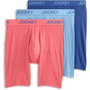 image:imageJockey Mens Underwear Chafe Proof Pouch Ultra Soft Modal 85 Long Leg Boxer Brief  3 PackBlue Sunset