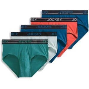 image:imageJockey Mens Underwear Lightweight Cotton Blend Brief  5 PackAzurite SeaTropical CoralBayou HeatherSubtle MintAzurite Sea