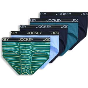 image:imageJockey Mens Underwear Lightweight Cotton Blend Brief  5 PackFirewood Stripe