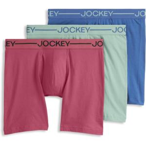 image:imageJockey Mens Underwear Organic Cotton Stretch 65 Boxer Brief  3 PackCeladon ZenTrue BlueMalibu Red
