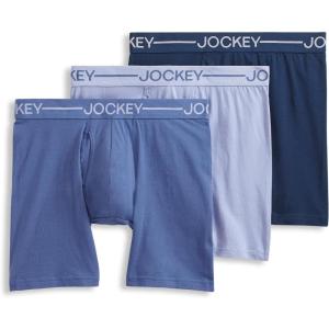 image:imageJockey Mens Underwear Organic Cotton Stretch 65 Boxer Brief  3 PackLake SkyTornado BlueInk Well