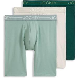 image:imageJockey Mens Underwear Organic Cotton Stretch 95 Long Leg Boxer Brief  3 PackEvergreen Mist