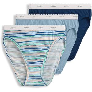image:imageJockey Womens Underwear Classic French Cut  3 PackBlue StardustWatercolor StripeMarina Blue