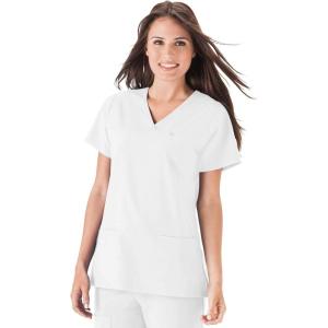 image:imageJockey Womens Scrubs Womens True Fit Crossover VNeck Scrub TopWhite