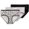 image:imageJockey Womens Underwear Organic Cotton Stretch Logo Hipster  3 PackGrey HeatherPlacid Black PetalsBlack