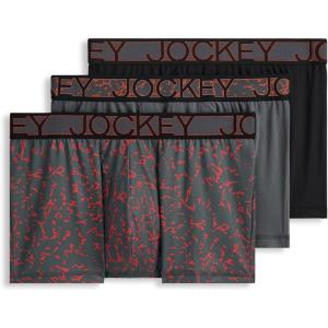 image:imageJockey Mens Underwear Active Microfiber 25 Trunk  3 PackStriated Steel