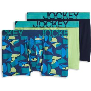 image:imageJockey Mens Underwear ActiveStretch 4 Boxer Brief  3 PackSpearmintCrisp GeoTrue Navy