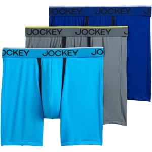 image:imageJockey Mens Underwear Chafe Proof Pouch Microfiber 6 Boxer Brief  3 PackAquaGreyBlue