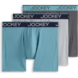 image:imageJockey Mens Underwear Chafe Proof Pouch Microfiber 6 Boxer Brief  3 PackCoveBattleship GreyGrey Dove
