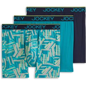 image:imageJockey Mens Underwear Chafe Proof Pouch Microfiber 6 Boxer Brief  3 PackNorthern LightAbstract TractionTrue Navy