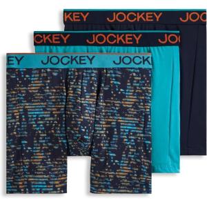 image:imageJockey Mens Underwear Chafe Proof Pouch Microfiber 6 Boxer Brief  3 PackOcean SurfLight TrailsJockey Blue