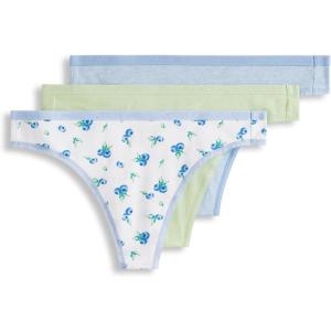 image:imageJockey Womens Underwear Organic Cotton Stretch Logo Thong  3 PackBerry Bliss